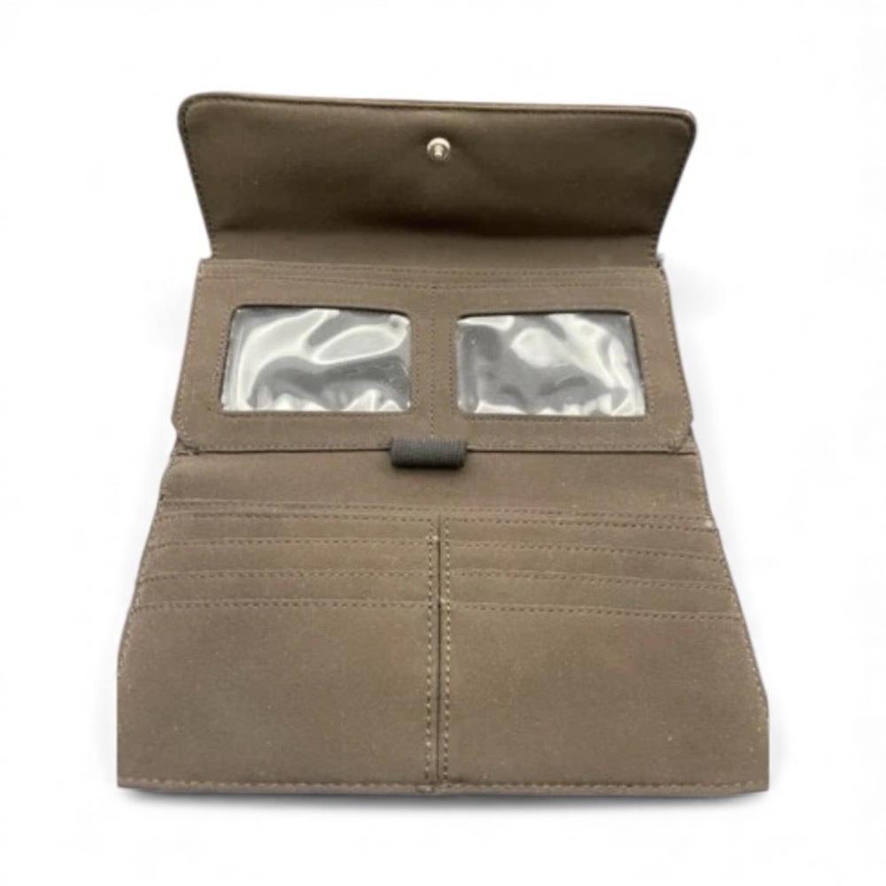 Liz Claiborne Trifold Envelop Wallet Nylon Chocolate Brown Card Holder NWOT - Picture 4 of 9